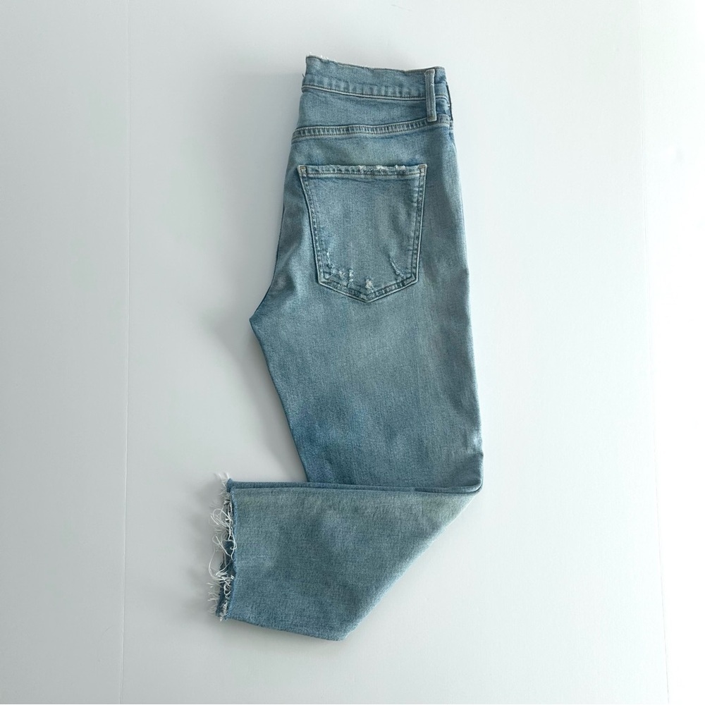 Agolde Sophie Denim Jeans High Rise Cropped Raw Hem Destruct Blue Womens Size 27 - Picture 8 of 16